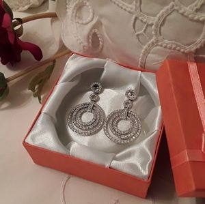 NEW 925 STERLING CZ DROP DANGLE POST EARRINGS